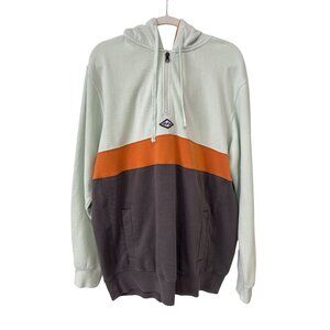 Billabong Hoodie Sweatshirt Size XXL Colorblock Pullover Mint Orange Brown Cozy